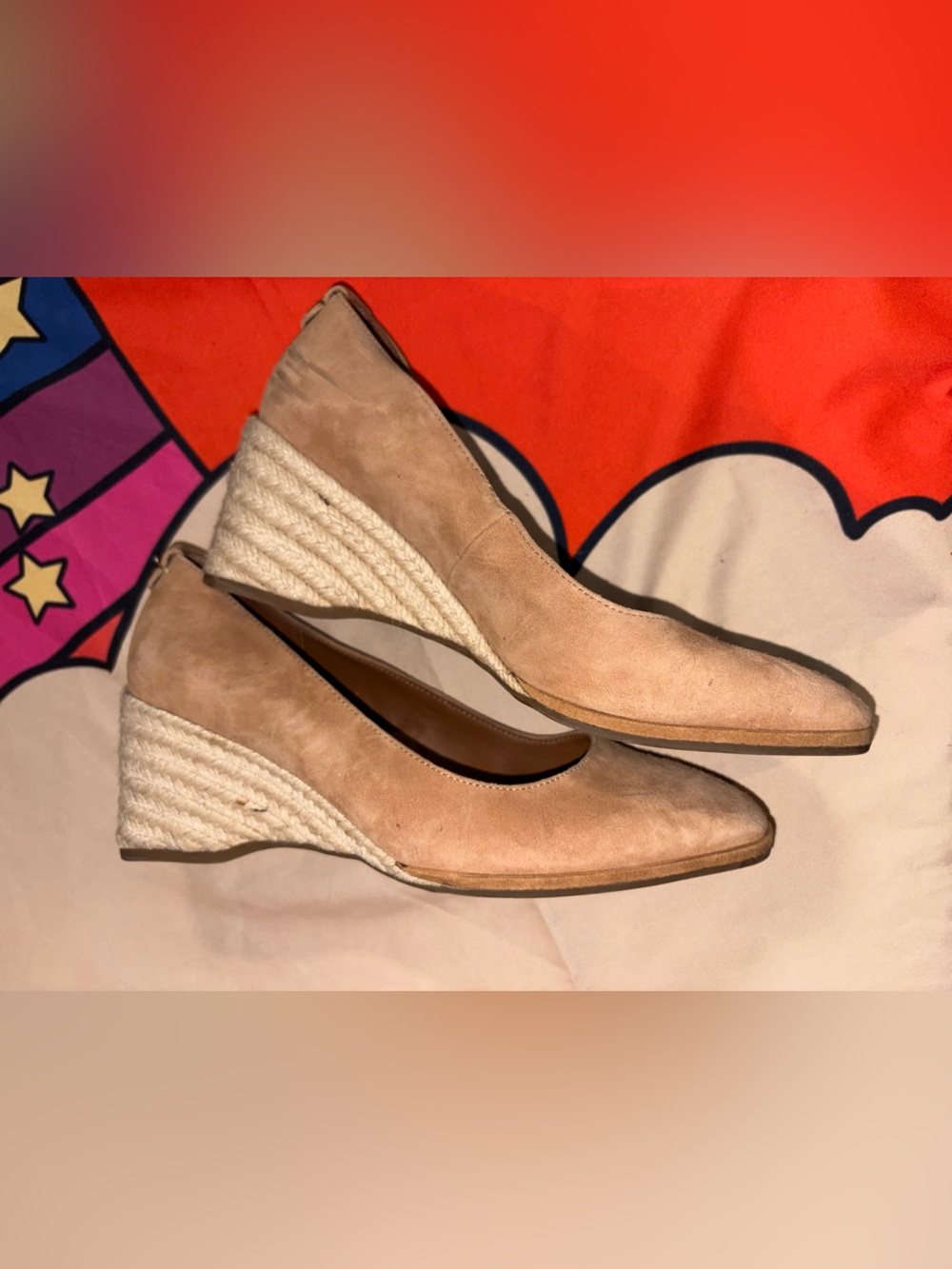 Aerosoles NWOB Roma Wedge Espadrille Suede Stone 🌵 8